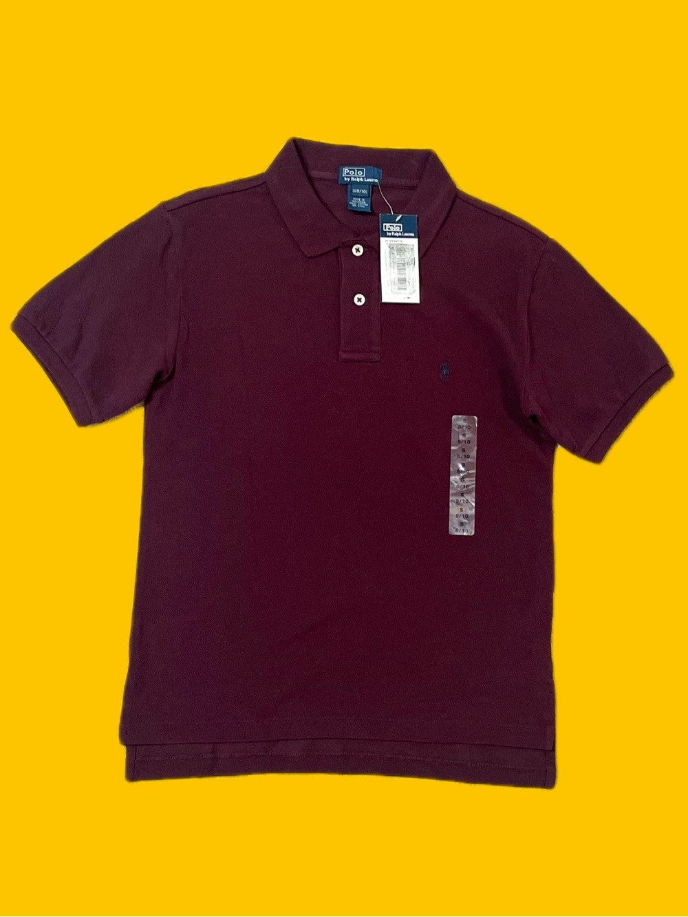 NWT Polo Ralph Lauren Boys Burgundy Polo Shirt Size S 8/10 Cotton
